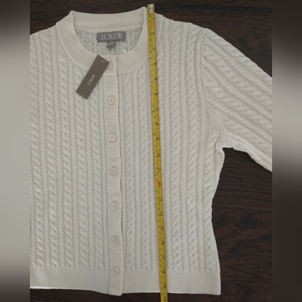 J-CREW Cable-knit crewneck cardigan in merino wool, NWT - Picture 5 of 11